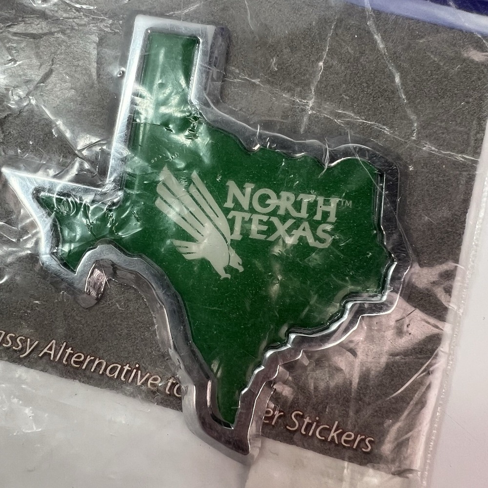 Elektroplate UNT Mean Green Auto Emblem Unisex OS Green NEW Texas Shape Chrome